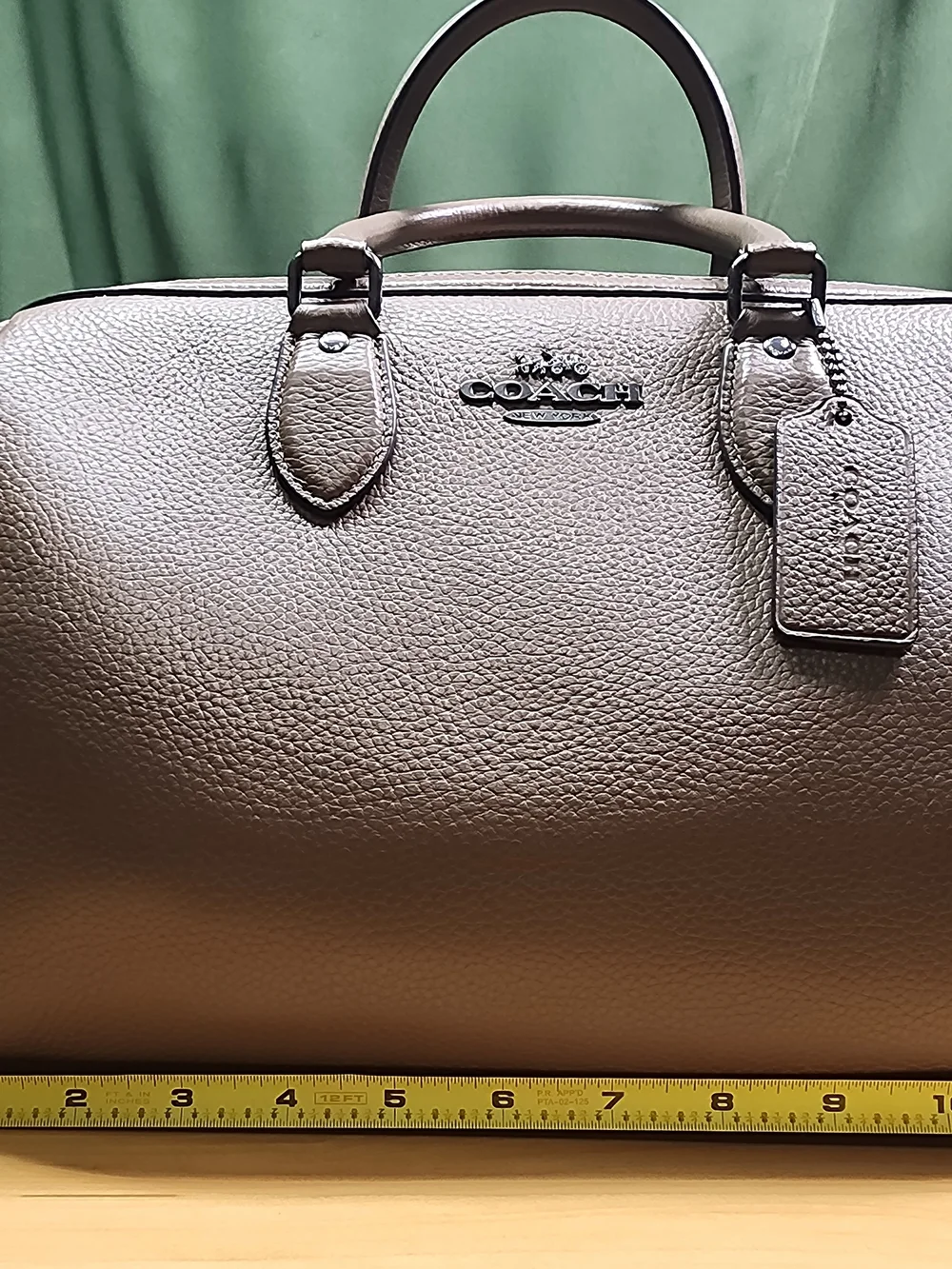COACH Pebbled Leather Satchel Handbag in Taupe